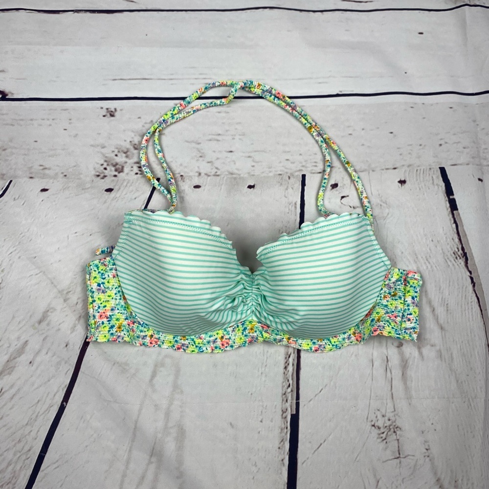 34B VS Teal Stripe‎ Bikini Top